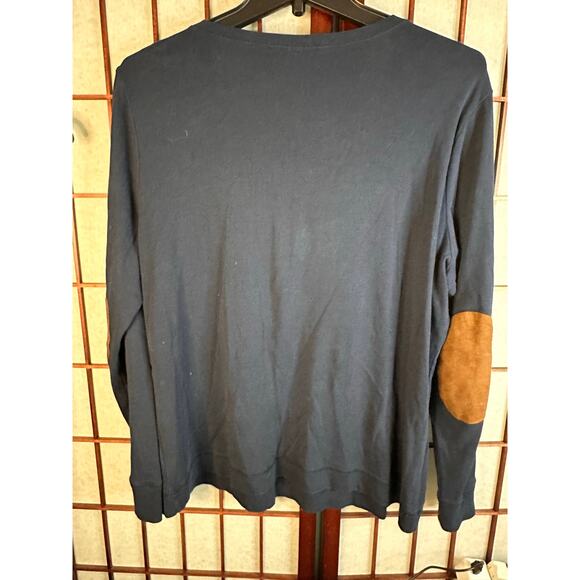 Lauren Ralph Lauren long-sleeved top, navy blue,  brown suede accents 1X - Picture 6 of 8
